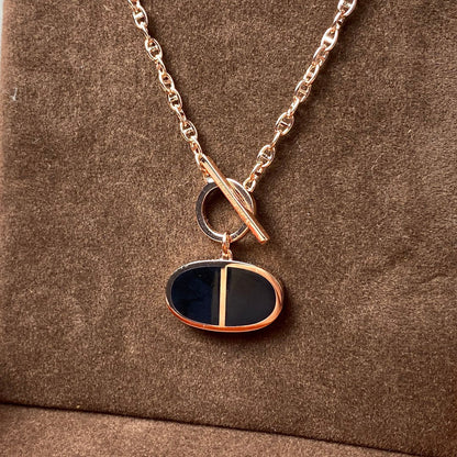 [⭐Haelin Jewelry]CHAINE VERSO BLACK CERAMIC NECKLACE