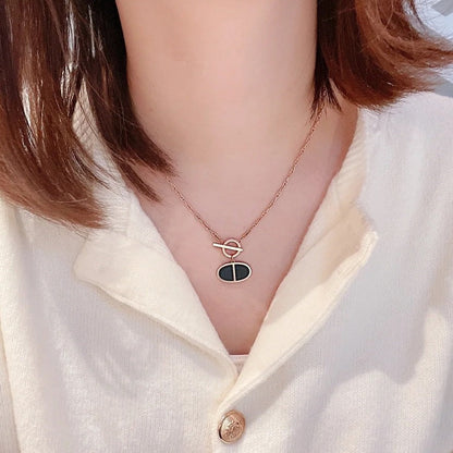 [⭐Haelin Jewelry]CHAINE VERSO BLACK CERAMIC NECKLACE