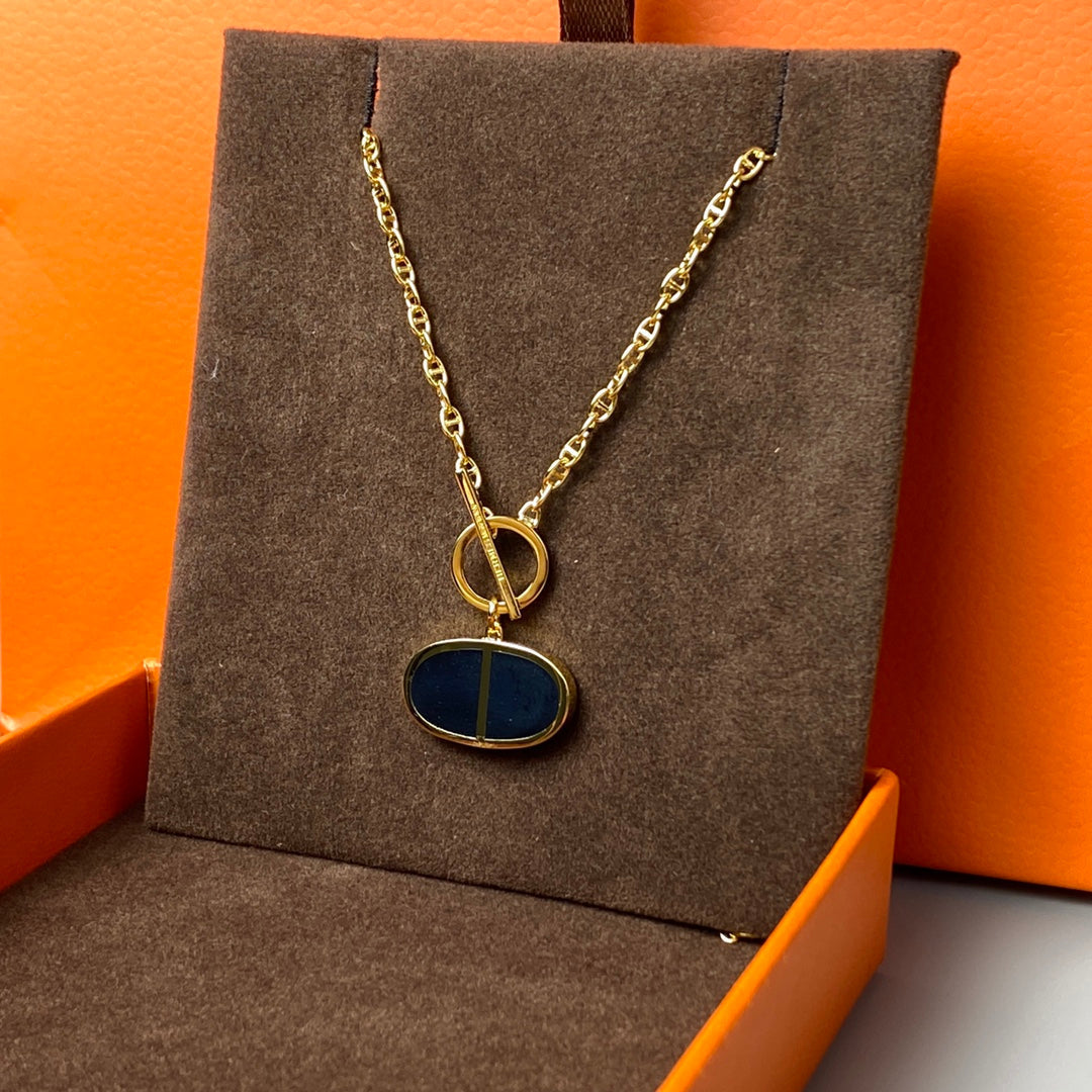 [⭐Haelin Jewelry]CHAINE VERSO BLACK CERAMIC NECKLACE