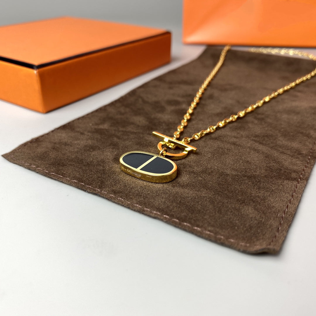 [⭐Haelin Jewelry]CHAINE VERSO BLACK CERAMIC NECKLACE