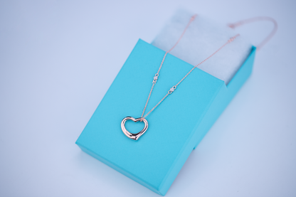 [Haelin Jewelry]OPEN HEART PEDANT PINK GOLD NECKLACE