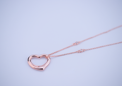 [Haelin Jewelry]OPEN HEART PEDANT PINK GOLD NECKLACE