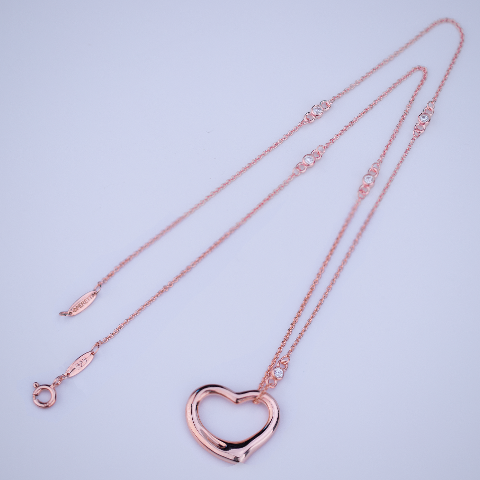 [Haelin Jewelry]OPEN HEART PEDANT PINK GOLD NECKLACE