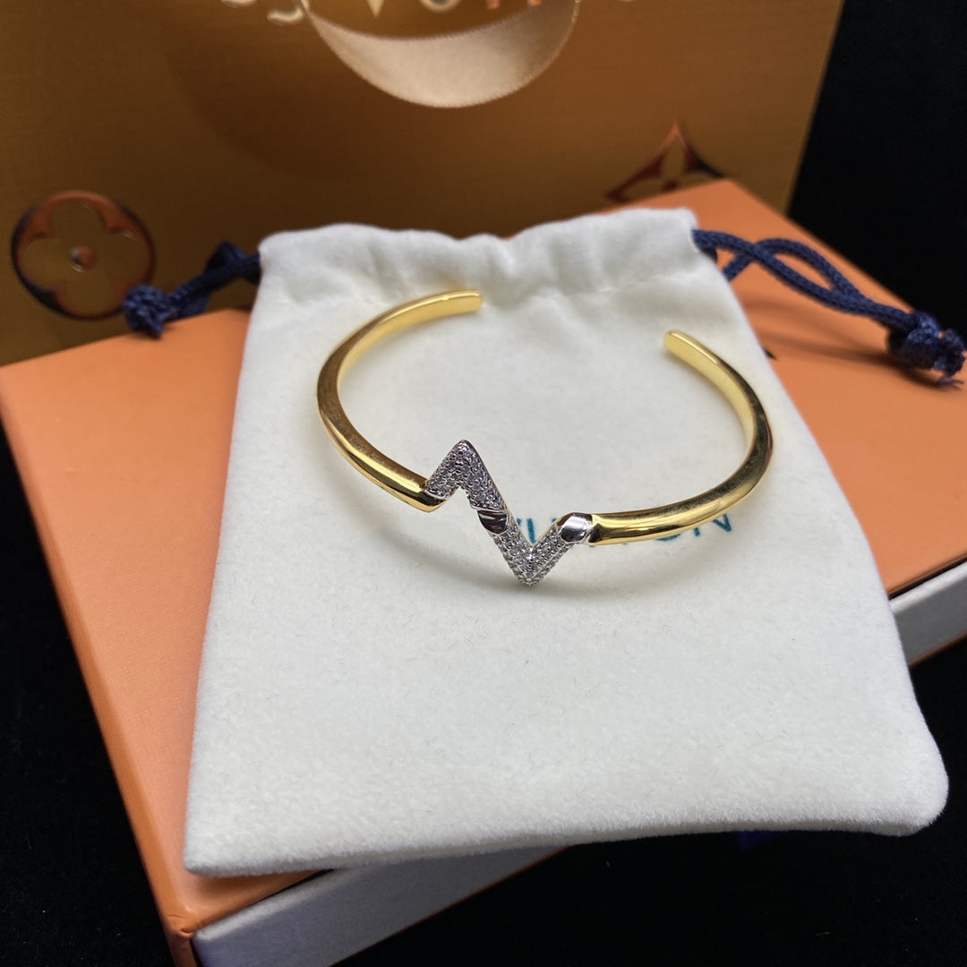 [⭐Haelin Jewelry]VOLTE UPSITE DOWN DIAMOND GOLD OPEN BRACELET