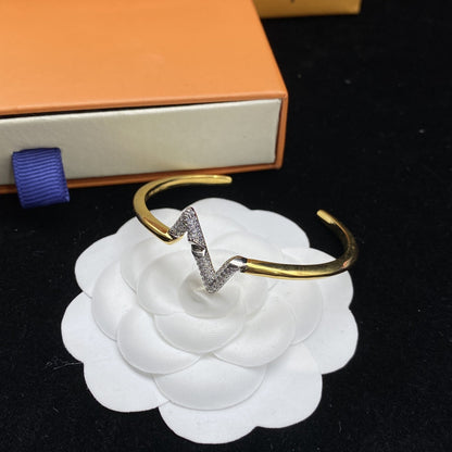 [⭐Haelin Jewelry]VOLTE UPSITE DOWN DIAMOND GOLD OPEN BRACELET