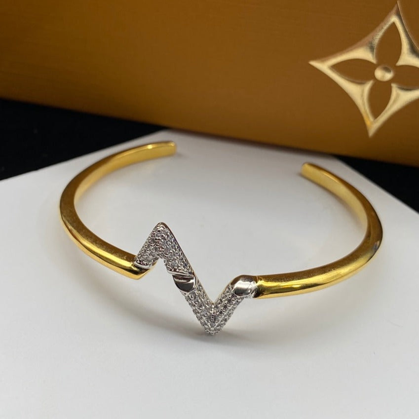 [⭐Haelin Jewelry]VOLTE UPSITE DOWN DIAMOND GOLD OPEN BRACELET