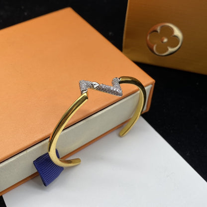 [⭐Haelin Jewelry]VOLTE UPSITE DOWN DIAMOND GOLD OPEN BRACELET