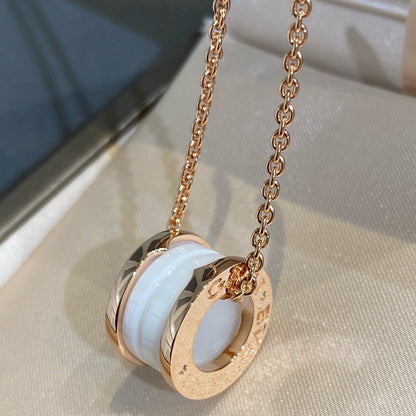 [⭐Haelin Jewelry]ZERO 1 WHITE CERAMIC PINK GOLD NECKLACE