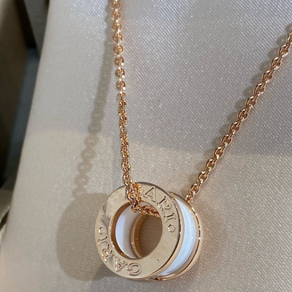 [⭐Haelin Jewelry]ZERO 1 WHITE CERAMIC PINK GOLD NECKLACE