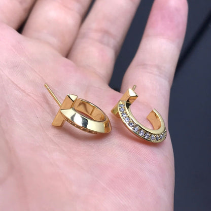 [Haelin Jewelry]T HOOP DIAMOND EARRINGS