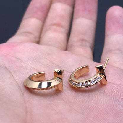 [Haelin Jewelry]T HOOP DIAMOND EARRINGS