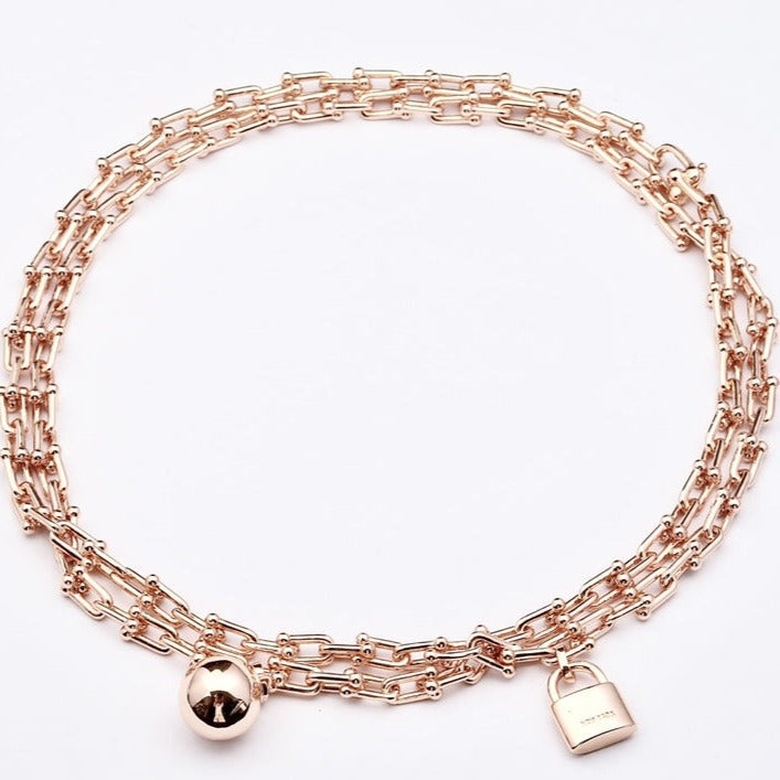 [Haelin Jewelry]HARDWEAR PINK GOLD WRAP NECKLACE