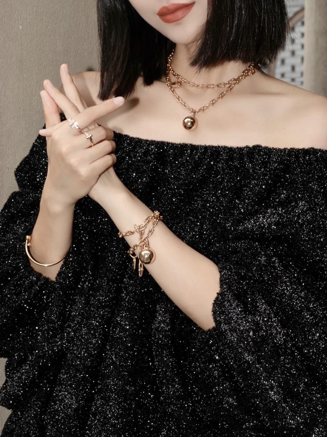 [Haelin Jewelry]HARDWEAR PINK GOLD WRAP NECKLACE