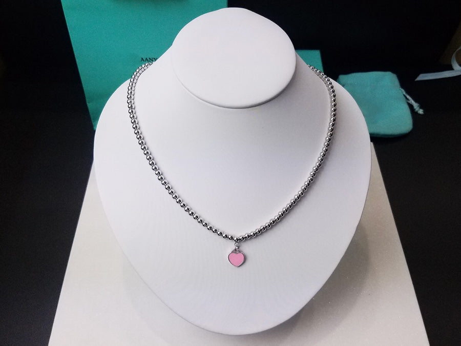 [Haelin Jewelry]HEART PEDANT SILVER BALL CHAIN NECKLACE