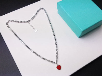 [Haelin Jewelry]HEART PEDANT SILVER BALL CHAIN NECKLACE