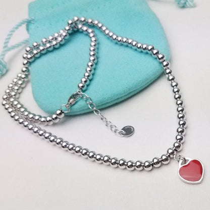 [Haelin Jewelry]HEART PEDANT SILVER BALL CHAIN NECKLACE