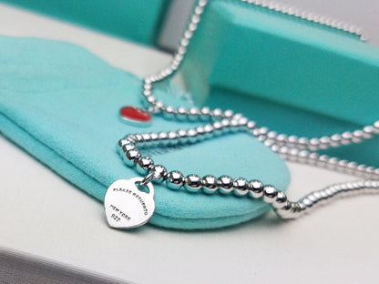 [Haelin Jewelry]HEART PEDANT SILVER BALL CHAIN NECKLACE