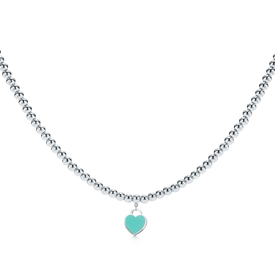 [Haelin Jewelry]HEART PEDANT SILVER BALL CHAIN NECKLACE