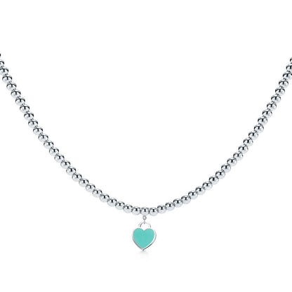 [Haelin Jewelry]HEART PEDANT SILVER BALL CHAIN NECKLACE