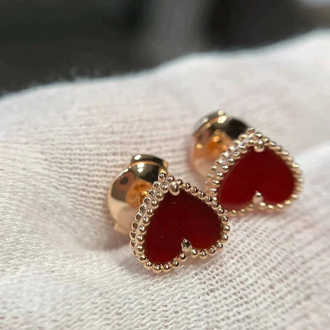 [⭐Haelin Jewelry]HEART CARNELIAN STUD EARRINGS