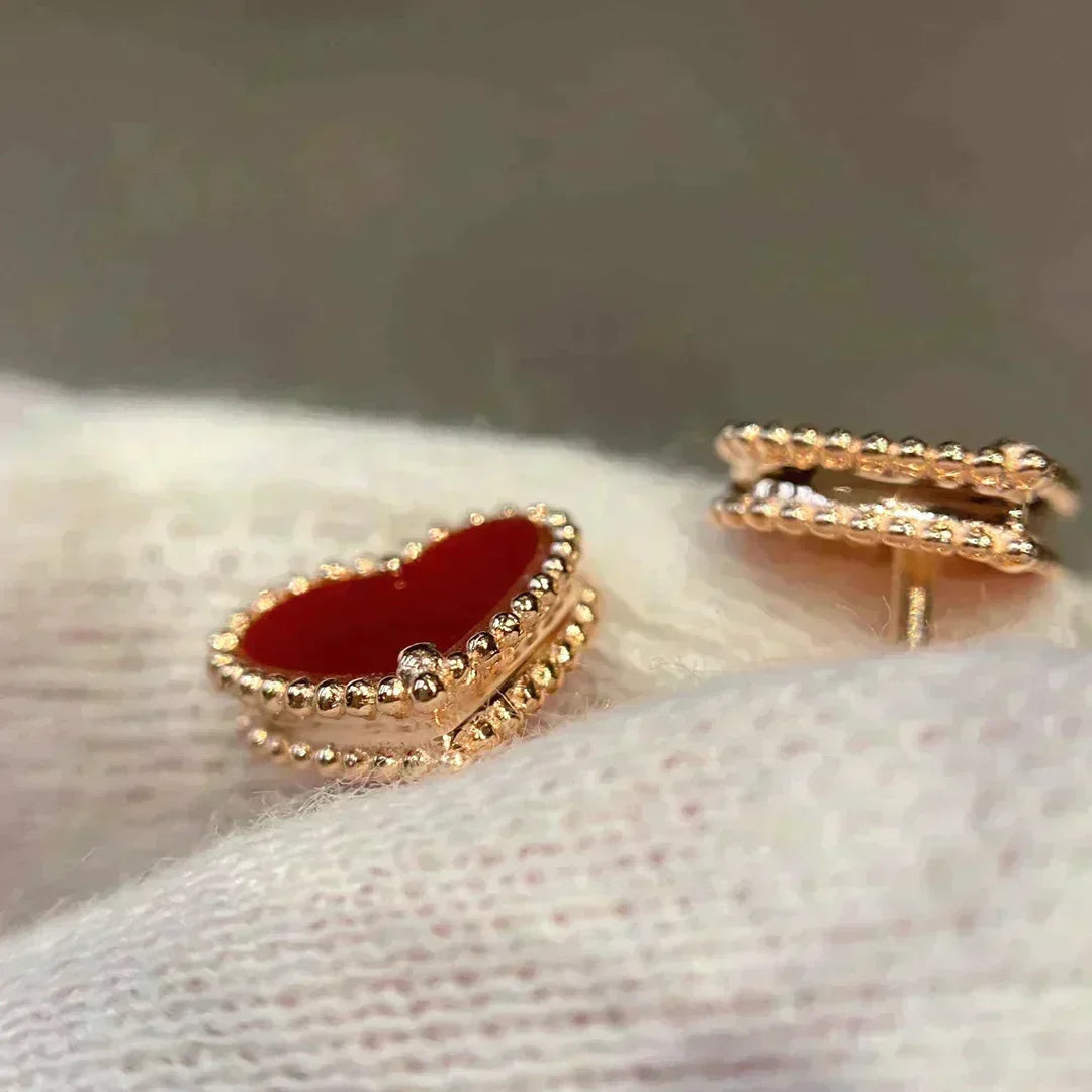 [⭐Haelin Jewelry]HEART CARNELIAN STUD EARRINGS