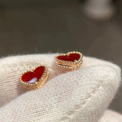 [⭐Haelin Jewelry]HEART CARNELIAN STUD EARRINGS