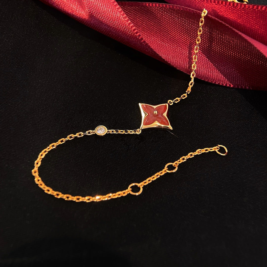 [⭐Haelin Jewelry]COLOR STAR CARNELIAN PINK GOLD DIAMOND BRACELET