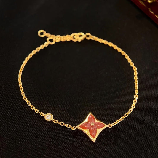 [⭐Haelin Jewelry]COLOR STAR CARNELIAN PINK GOLD DIAMOND BRACELET