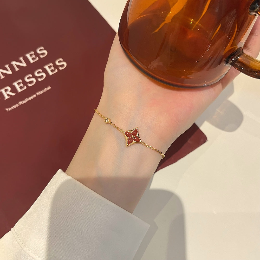 [⭐Haelin Jewelry]COLOR STAR CARNELIAN PINK GOLD DIAMOND BRACELET