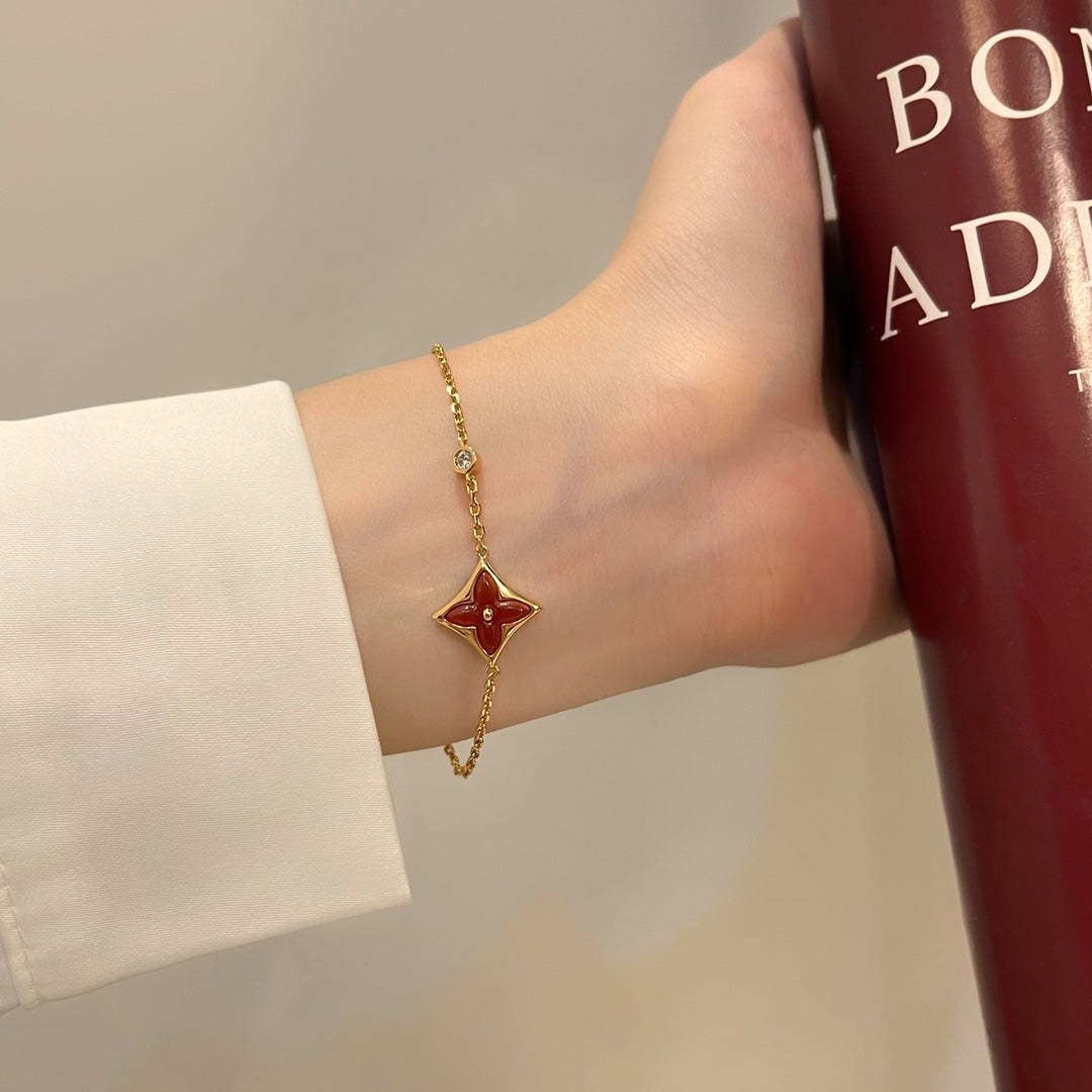[⭐Haelin Jewelry]COLOR STAR CARNELIAN PINK GOLD DIAMOND BRACELET