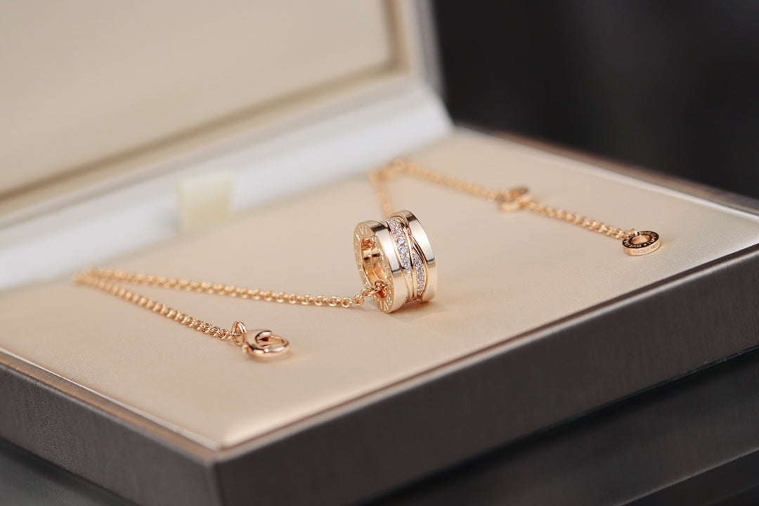 [⭐Haelin Jewelry]ZERO 1 PINK GOLD DIAMOND NECKLACE