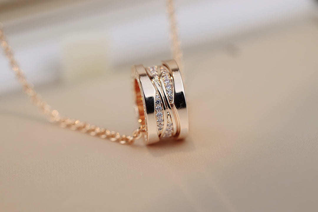 [⭐Haelin Jewelry]ZERO 1 PINK GOLD DIAMOND NECKLACE