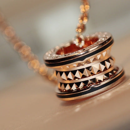 [⭐Haelin Jewelry]ZERO 1 ROCK PEDANT PINK GOLD BLACK NECKLACE