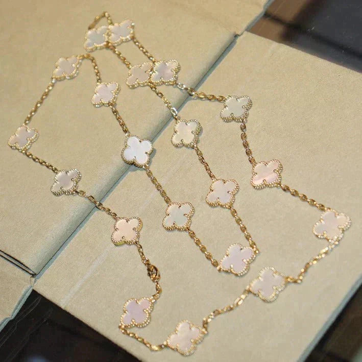 [⭐Haelin Jewelry]CLOVER 20 MOTIFS WHITE MOP NECKLACE