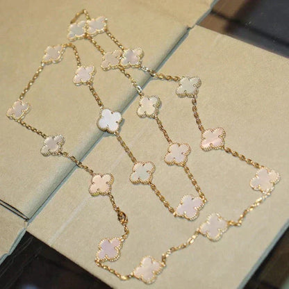 [⭐Haelin Jewelry]CLOVER 20 MOTIFS WHITE MOP NECKLACE
