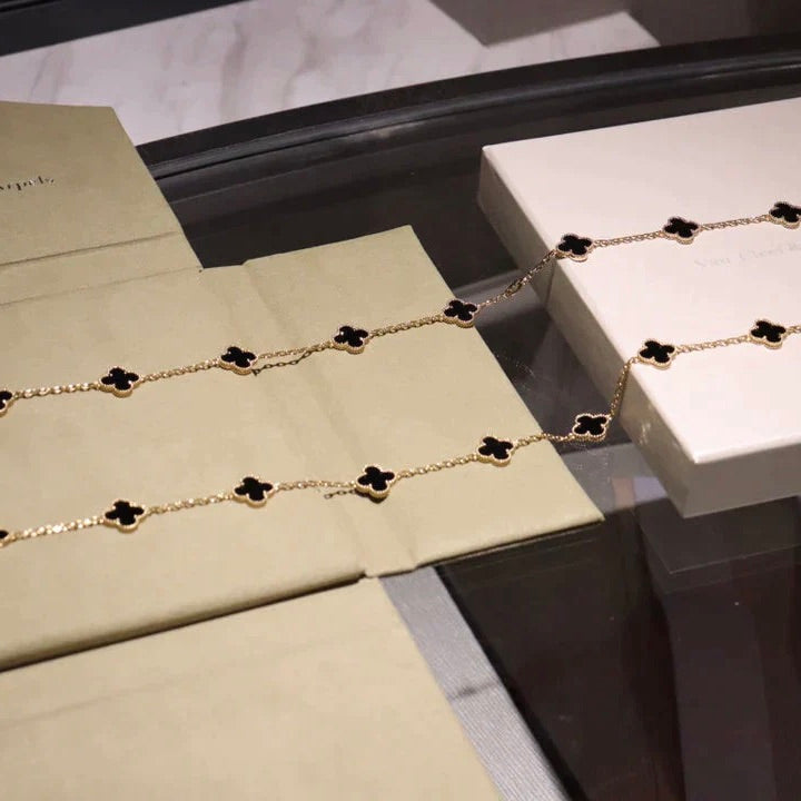 [⭐Haelin Jewelry]CLOVER 20 MOTIFS ONYX NECKLACE