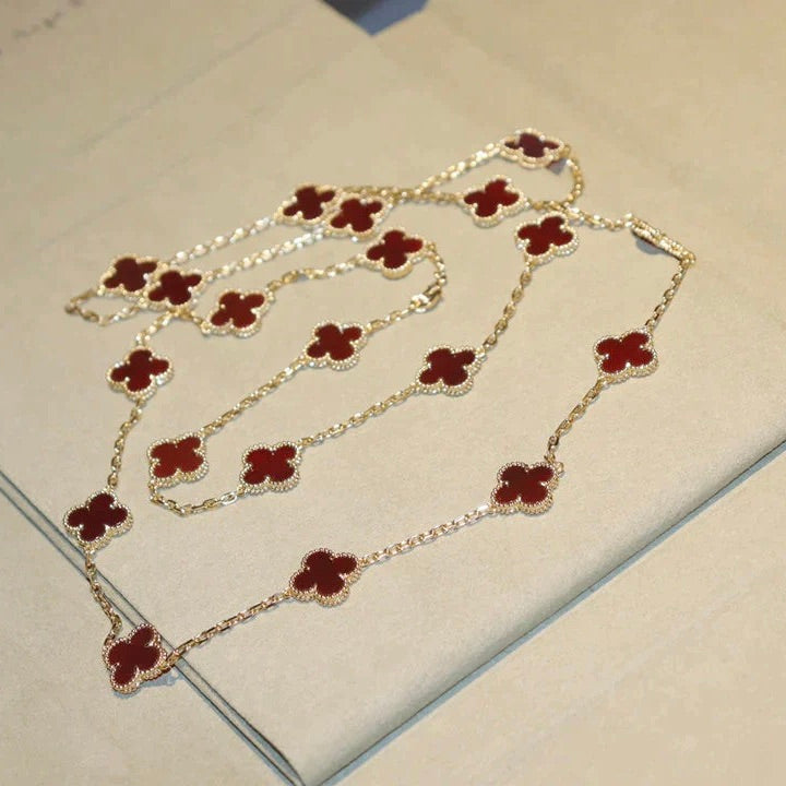 [⭐Haelin Jewelry]CLOVER 20 MOTIFS CARNELIAN NECKLACE
