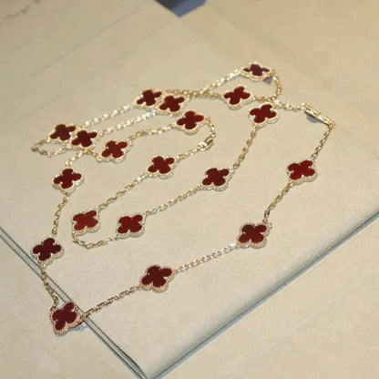[⭐Haelin Jewelry]CLOVER 20 MOTIFS CARNELIAN NECKLACE