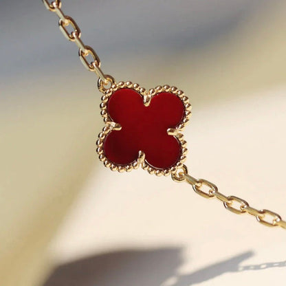[⭐Haelin Jewelry]CLOVER 20 MOTIFS CARNELIAN NECKLACE