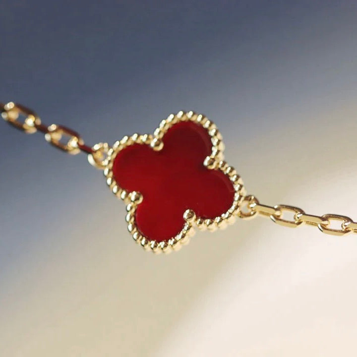[⭐Haelin Jewelry]CLOVER 20 MOTIFS CARNELIAN NECKLACE
