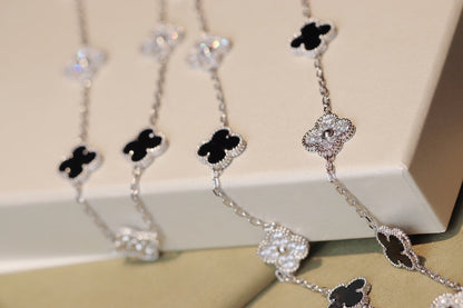 [⭐Haelin Jewelry]CLOVER 20 MOTIFS ONYX DIAMOND SILVER