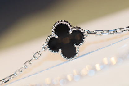 [⭐Haelin Jewelry]CLOVER 20 MOTIFS ONYX DIAMOND SILVER