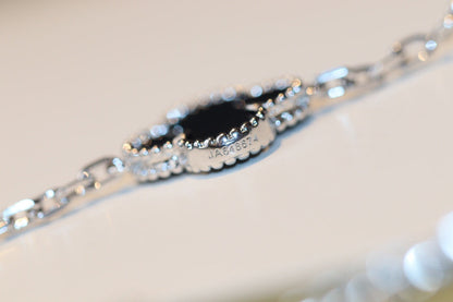 [⭐Haelin Jewelry]CLOVER 20 MOTIFS ONYX DIAMOND SILVER
