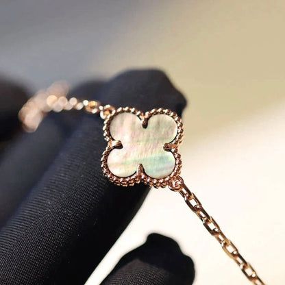 [⭐Haelin Jewelry]CLOVER 20 MOTIFS DARK MOP DIAMOND  NECKLACE
