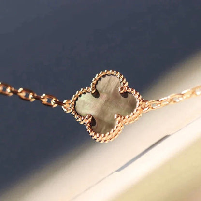 [⭐Haelin Jewelry]CLOVER 20 MOTIFS DARK MOP DIAMOND  NECKLACE