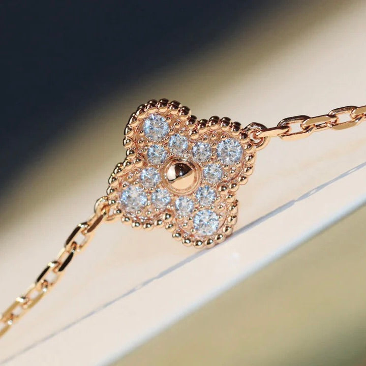 [⭐Haelin Jewelry]CLOVER 20 MOTIFS DARK MOP DIAMOND  NECKLACE