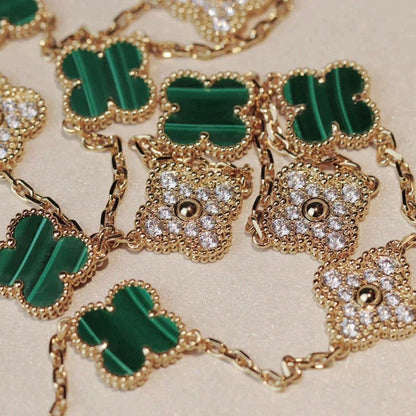 [⭐Haelin Jewelry]CLOVER 20 MOTIFS MALACHITE DIAMOND NECKLACE