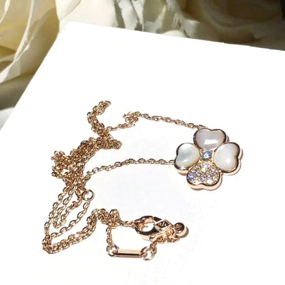 [⭐Haelin Jewelry]CLOVER MOP DIAMOND ROSE GOLD NECKLACE