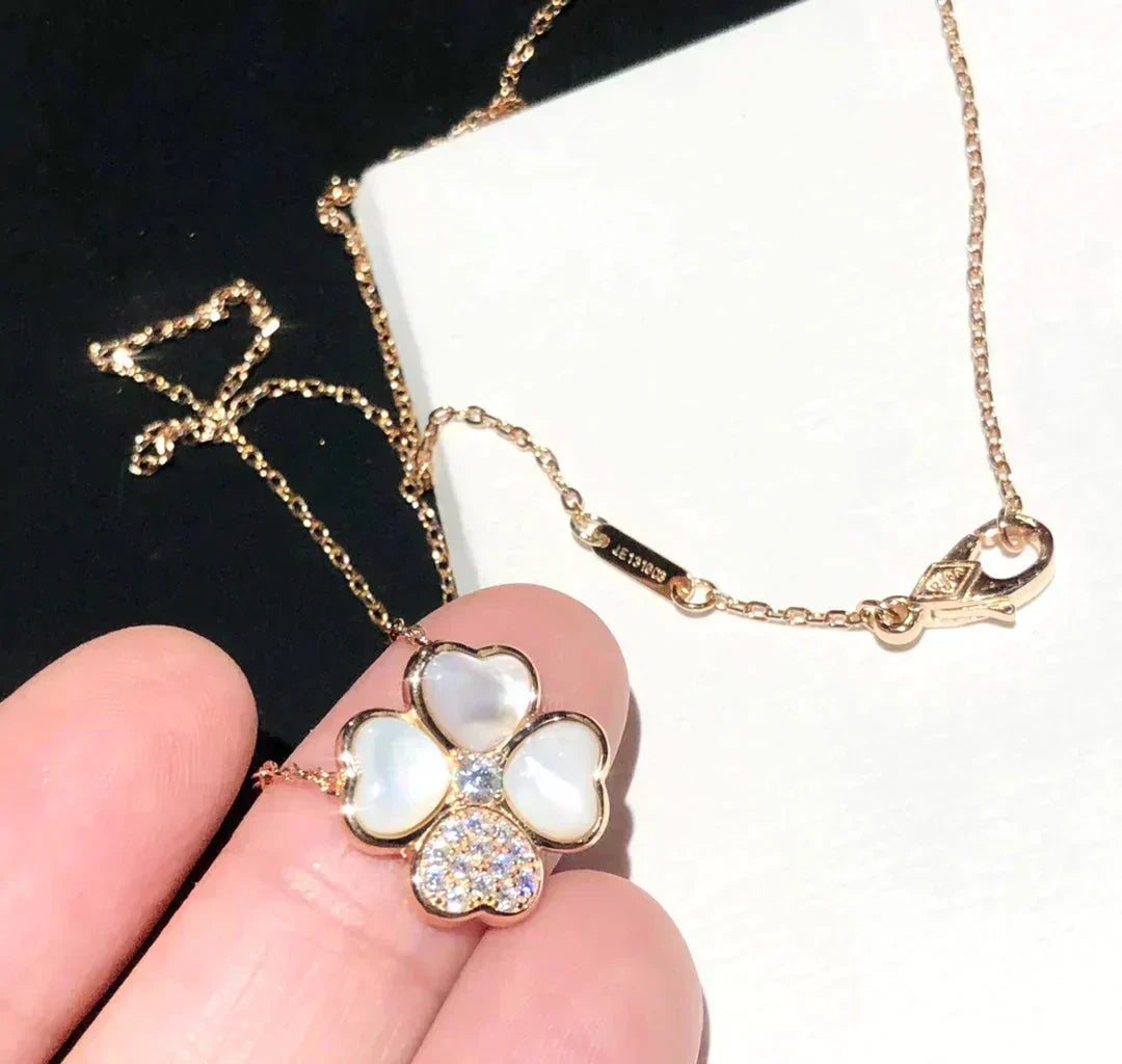 [⭐Haelin Jewelry]CLOVER MOP DIAMOND ROSE GOLD NECKLACE
