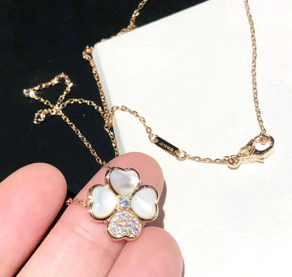 [⭐Haelin Jewelry]CLOVER MOP DIAMOND ROSE GOLD NECKLACE